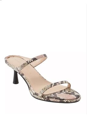 41. Marc Fisher $120 Snake-Print Strappy Mule Sandal in Neutral Multi